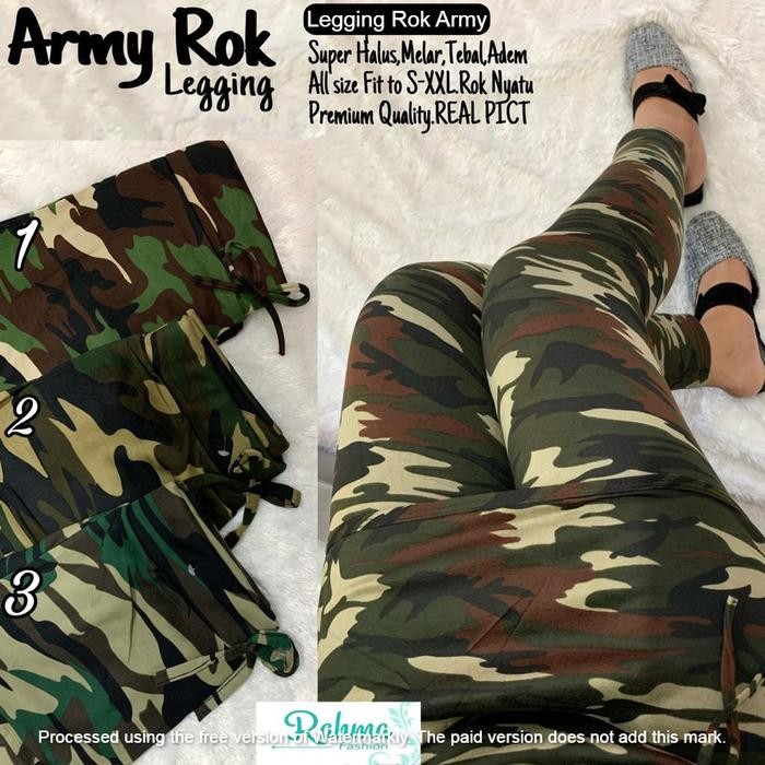 gtSport- Celana Rok Army Wanita - Celana Senam Legging Rok Motif Tentara - Celana Olahraga