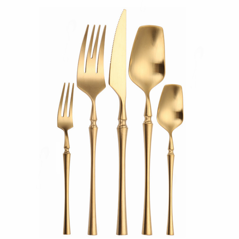 Matte Cutlery Set Gold Forks Spoons Knives Cutlery Set Stainless Steel Gold Steel Cutlery Set Silver
