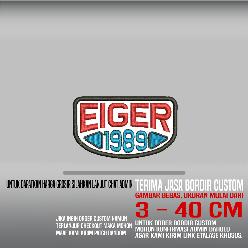 LOGO EIGER 1989 HDP-506 PATCH BORDIR LOGO/EMBLEM