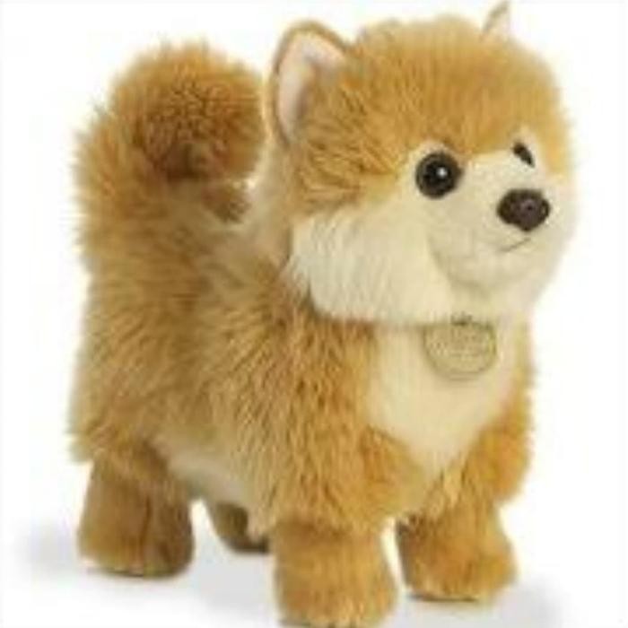 ffy3- Boneka Hewan Anjing Pom Lucu (Pomeranian Dog Stuffed Animal)
