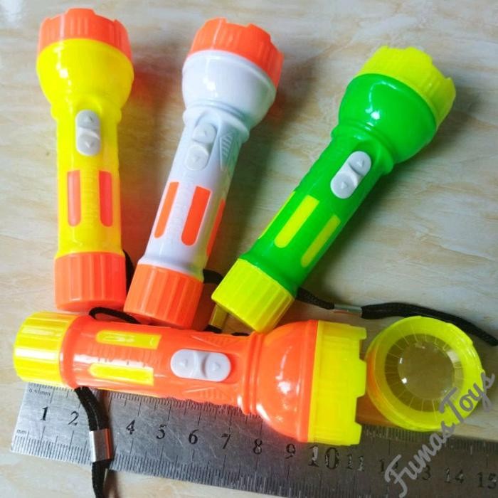 4psy- 12 Pcs Gantungan Kunci Led Lampu Senter Warna Warni Grosir Souvenir Senter Mini Murah