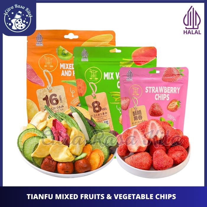 ORIGINAL TIANFU CEMILAN SEHAT SNACK IMPORT KRIPIK SAYUR DAN BUAH KERING HALAL