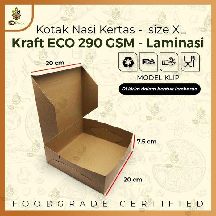 Kotak Nasi Kertas Box Makanan Catering Eco Paper Laminasi Foodgrade XL