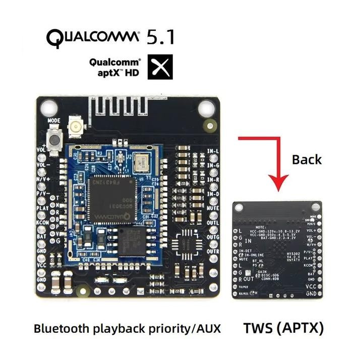 QCC3031 TWS Module Bluetooth 5.1 Audio Receiver Board