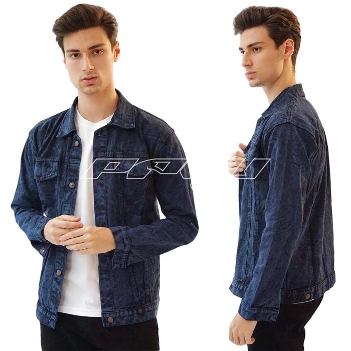 JAKET JEANS JACKET DENIM PRIA SANDWASH BIRU TUA ORIGINAL KEREN TERBARU