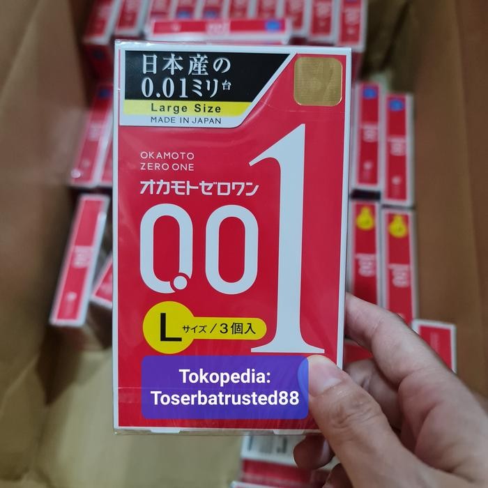 BisaInstan- Kondom Tipis Okamoto Size L 001 Large Non Latex Original Jepang Isi 3