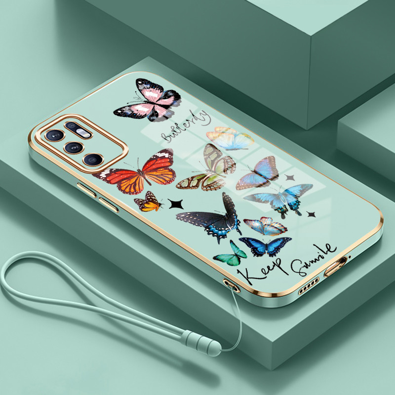 Casing Untuk OPPO Reno 6 4G Reno 6 5G Case Casing HP Softcase Tali gantungan berlapis silikon mewah 