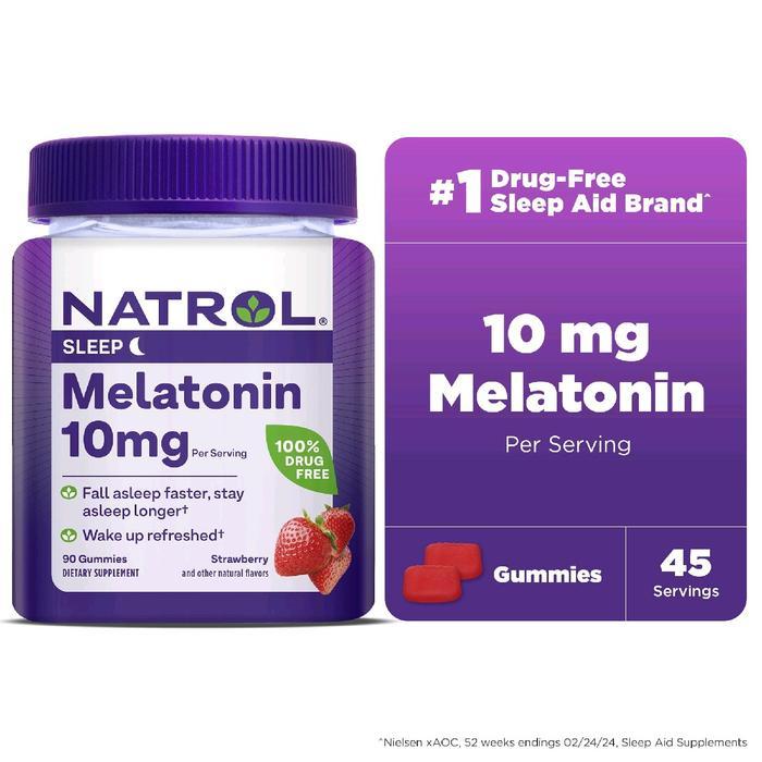 Natrol Melatonin Gummies 10Mg/5Mg #1 Sleep Aid In The World - Permen Tidur Nyenyak Diskon Sale