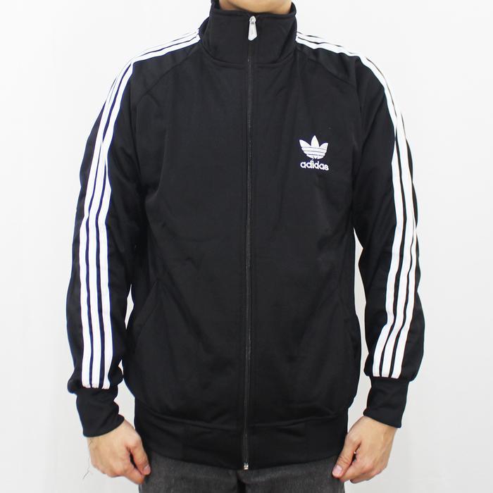 Premium Jaket Training Olah Raga Pria - Jaket Adidas Firebird Hitam List Putih Original
