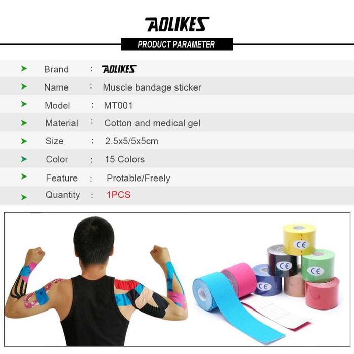 Terlaris AOLIKES 3520 Kinesio Tape Plester Cedera Otot Olahraga Taping Kaki Lutut Bahu Kinesiology