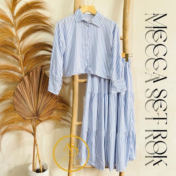 Alfazza Mecca One Set Salur / Kemeja Wanita / Rok Wanita / Setrok Rayon Viscose Premium Terbaru 