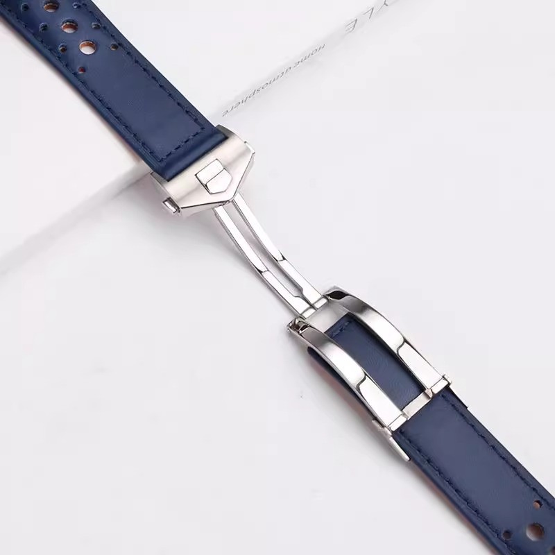 22mm New Soft breathable crocodile leather Watchband blue For TAG HEUER Strap MONACO CARRERA Watch