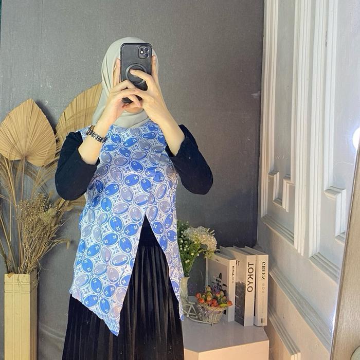 Vest rompi batik kemeja Wanita Atasan Katun Casual Dewasa baju batik wanita blazer batik katun