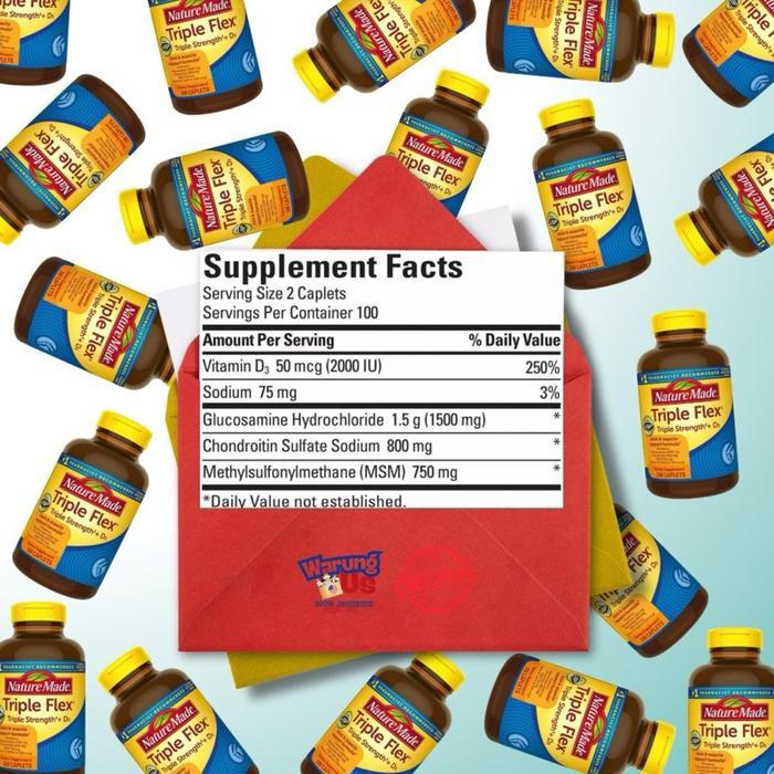 Nature Made Triple Flex 200 Caplets Original 100% Import Usa Kaya D3 Untuk Kenyamanan Mobilitas &
