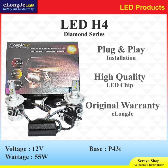 Elongje Lampu Led Diamond H4 12V 55W Focus Beam