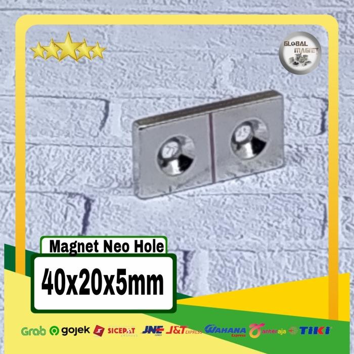 

Magnet Neodymium 40x20x5mm / 2 hole