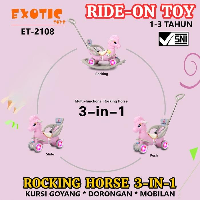 Kuda Goyang Mainan Anak Exotic ET2108 Sabuk Pengaman Rocking Horse