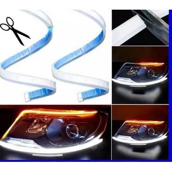 LAMPU DRL LED ALIS FLEKSIBEL SLIM 60CM RUNNING SEIN SEN MOBIL MOTOR 12 VOLT