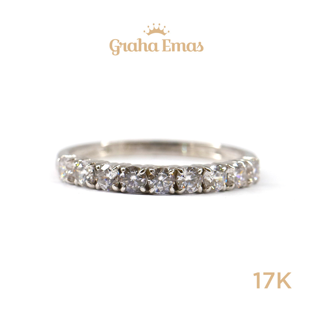 Graha Emas Cincin Emas Putih Listring 17K - White Gold Ring Listring Model 17ct [ 019V ]