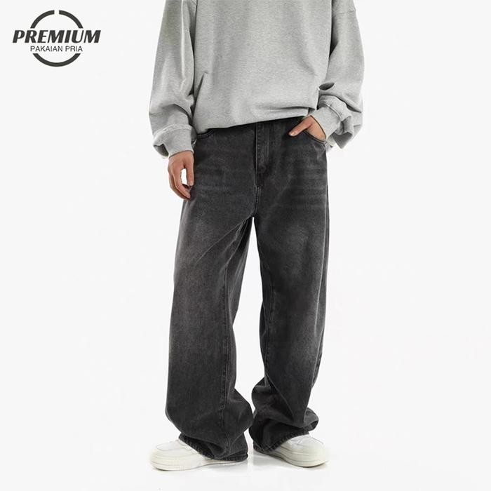 Pilihan- (Unisex)Baggy Jeans Celana Jeans Celana Panjang Pria Jeans Oversize Vintage Celana