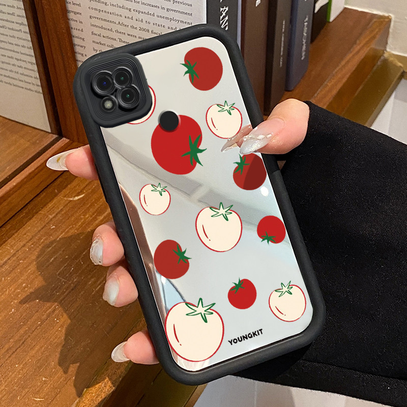 Casing Hp Xiaomi Redmi 9C Redmi 9C NFC Redmi 10A POCO C31 Case Softcase Kesing Stroberi Hitam Cesing