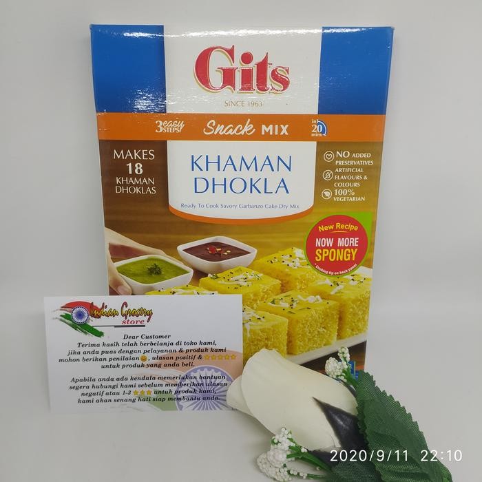 

Stok Baru Makanan India Instan Gits Khaman Dhokla 200gr