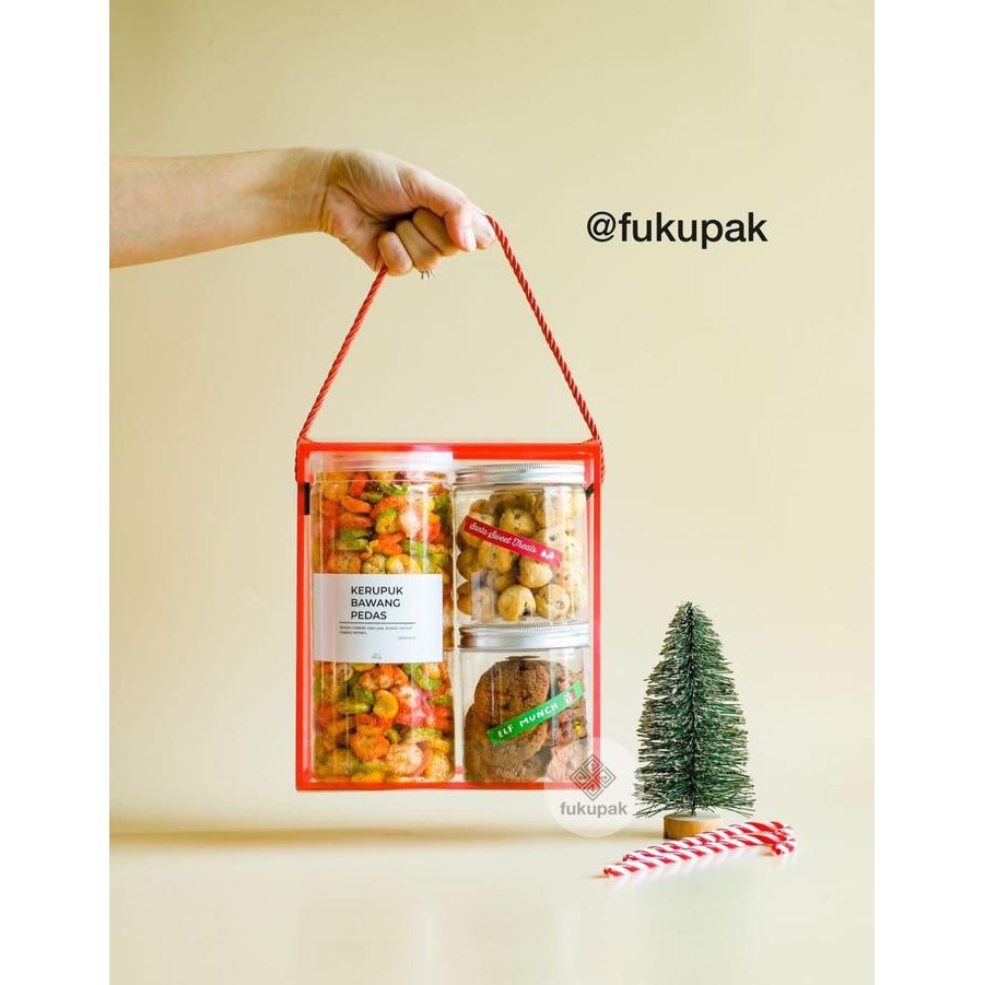 

(20pcs) Fukupak Box Mika Tali Frame Kotak Hamper Kue Kering Dus Toples Jar Cookie