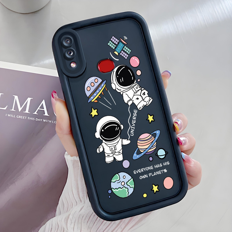 Casing Hp untuk Samsung Galaxy A10s M01s Hp Case Casing pola Astronot Kasing HP Cesing mata Kesing S