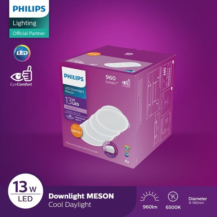 Bagus Philips Downlight Led Meson Multipack 59464 125 13W Terlariss 