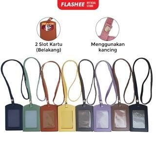 

New Lanyard ID Card Holder Name Tag Kulit Sintetis Termurah Tali Kancing