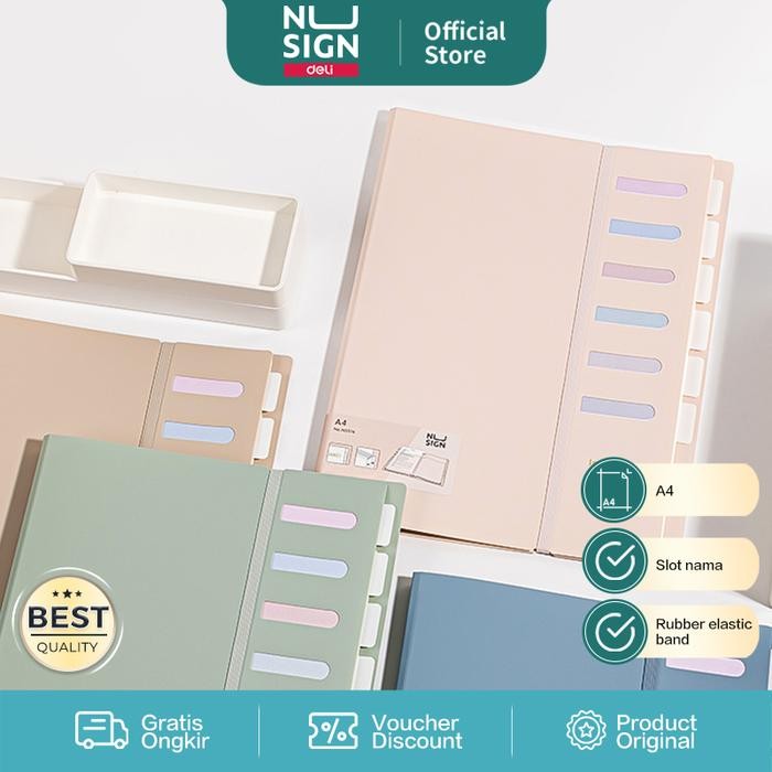 

OJ Nusign File Holder Map Dokumen A4 Muat Banyak Warna Pastel NS516