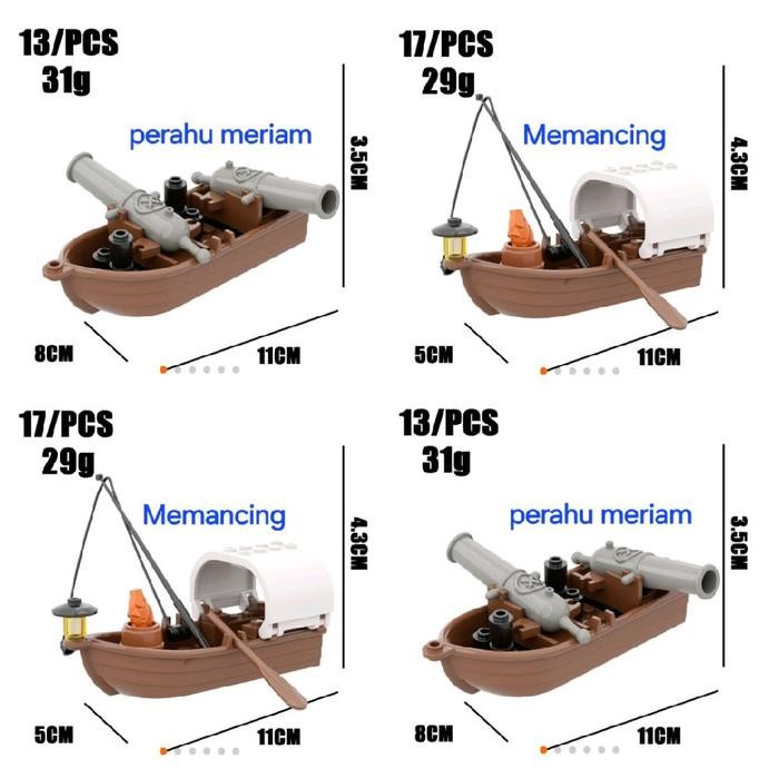 Pilihan- Brick Transportir Perahu Kuno Unik Perahu Nelayan Memancing Perahu Perang Meriam