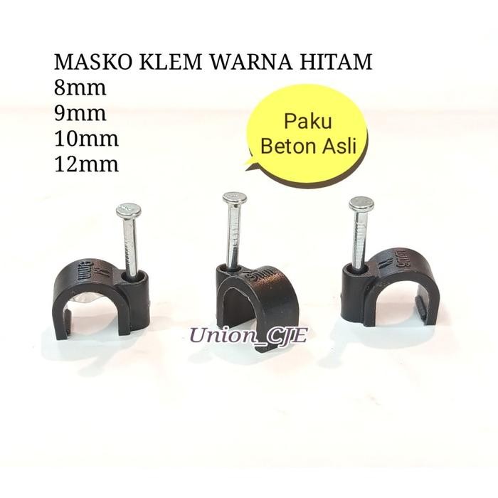 MASKO Klem Kabel Paku Beton ASLI isi 50pcs WARNA HITAM