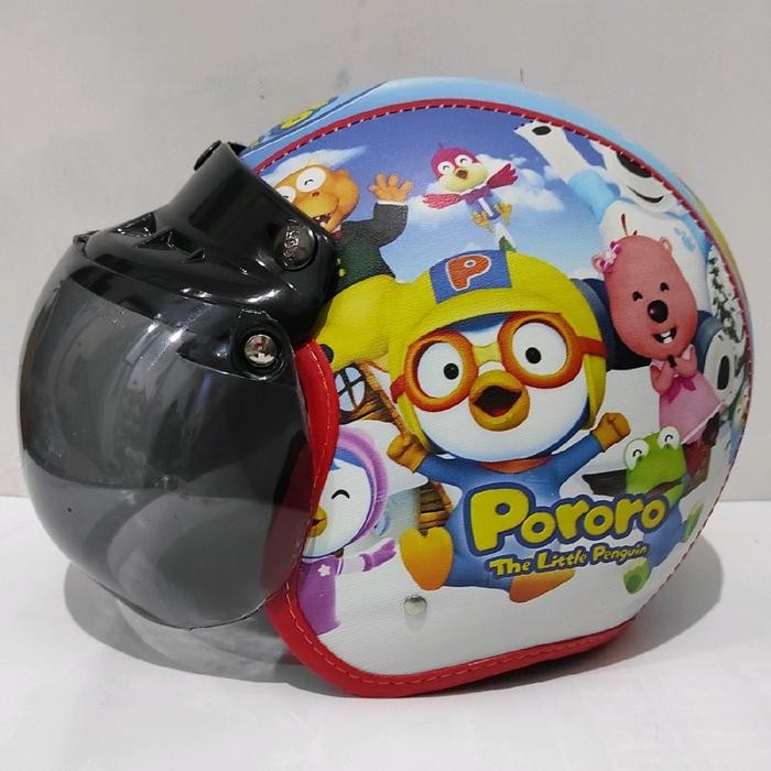 OJ Helm Bogo Retro Anak Untuk Usia 2-6tahun laki laki perempuan Motif Pororo - pst kaca bogo Pororo