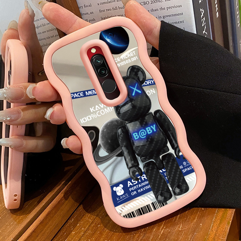 Casing HP Untuk Xiaomi Redmi 8 Case Beruang Mesin Macaron Softcase Silikon Kasing Cream Gelombang te