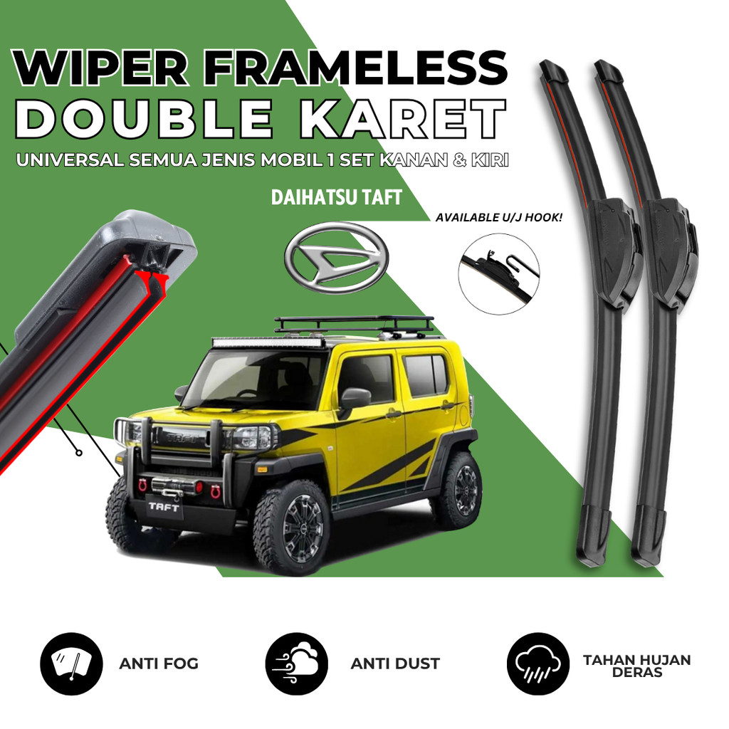 Wiper Dual Karet Mobil Daihatsu Taft Kaca Depan Mobil Satu Set Kiri Kanan