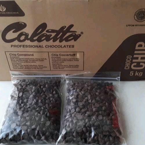 

COLATTA CHOCO CHIPS DARK CHOCOLATE KEMASAN REPACK 1 KG COKLAT MUNCUNG COKELAT COMPOUND HITAM
