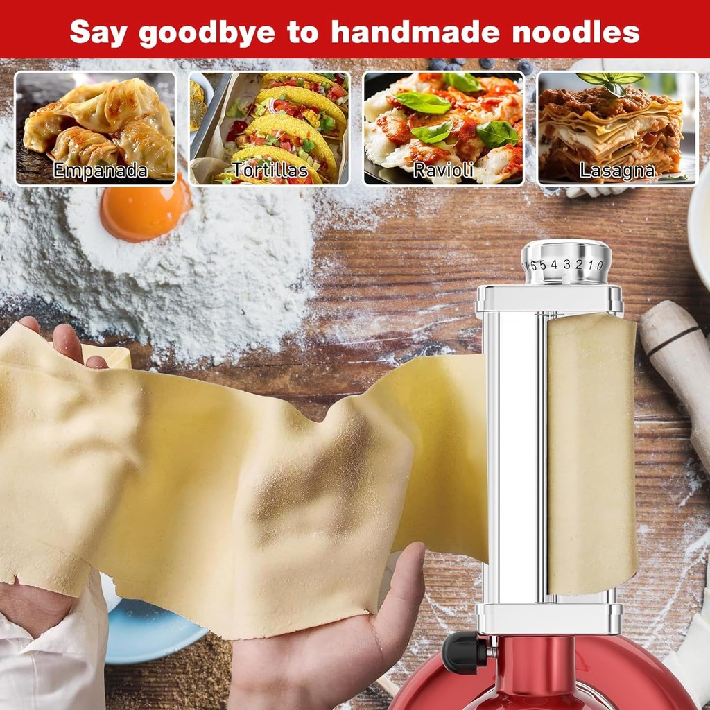 Stainless steel Pasta Maker Attachments for all KitchenAid Stand Mixer, Pasta Sheet Roller