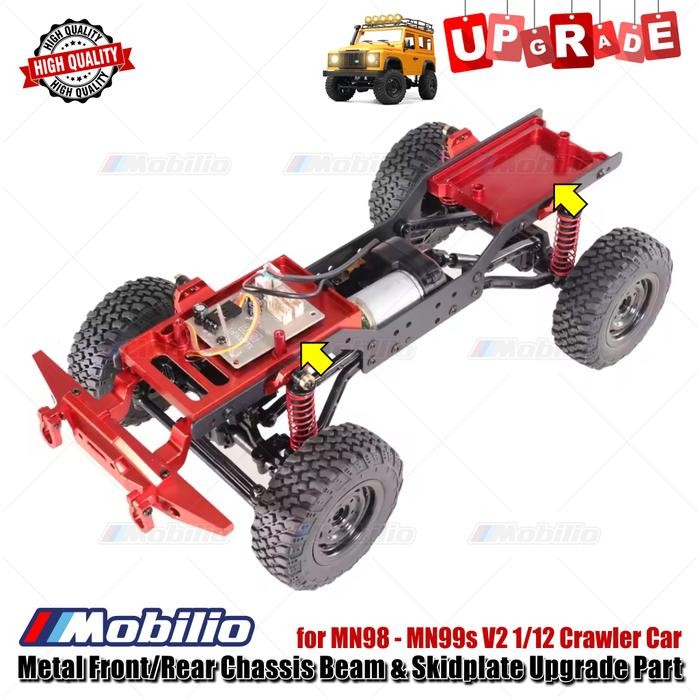 Upgrade Part Metal Front/Rear Chassis Beam & Skidplate for MN98 - MN99s V2 1/12 Scale RC Crawler Car