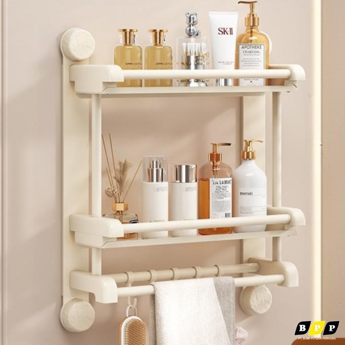 Rak Gantung Kamar Mandi Tempel Tembok Vacum Tanpa Bor 40cm Rak Sabun Rak Handuk Rak Shampoo