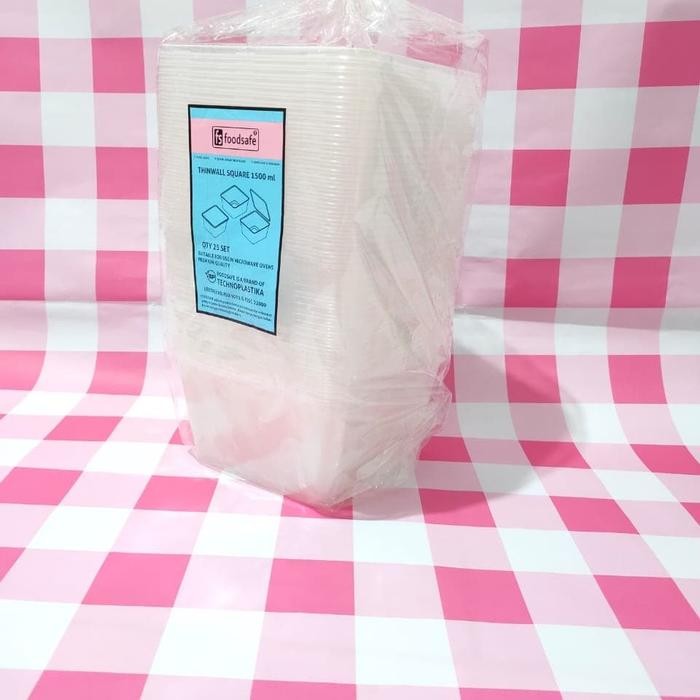 m56i- Kotak Plastik 1500 Ml [25 Pcs] Thinwall Kotak Bening Box Plastik