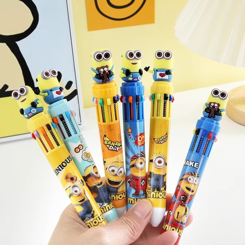 6/36pcs Minions Doll 10-Color Ballpoint Pen Despicable Me Mark Hand-Held Pen 6 Styles Children