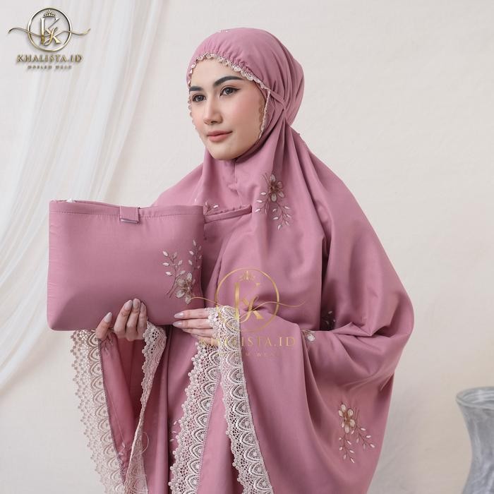 Khalista id-Mukena Dewasa Bordir Rosella Cantik Mewah Nyaman Lembut Katun Premium Mukenah