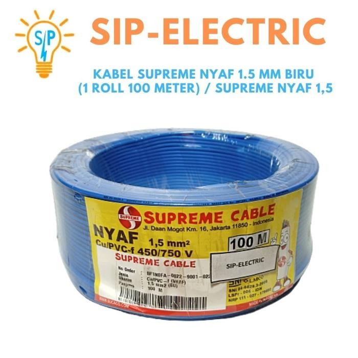 Kabel Supreme Nyaf 1.5 Mm Biru (1 Roll 100 Meter) / Supreme Nyaf 1,5