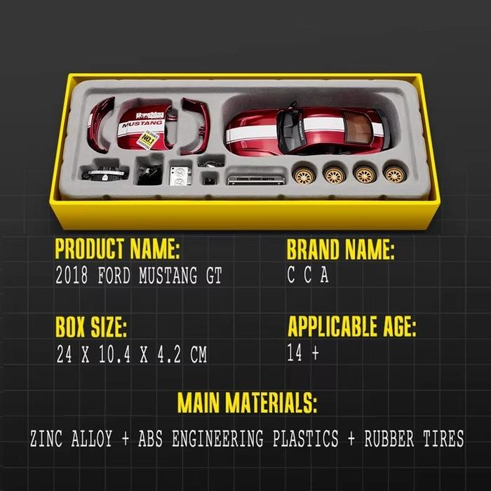 STOK TERBATAS  1:42 [ CCA ] FORD MUSTANG GT 2018 DIECAST ORI OFFICIAL LICENSED MINIATUR PAJANGAN