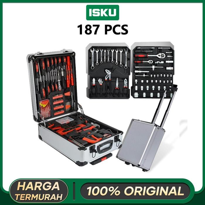 ISKUTool Kit 187 PCS Perkakas Bengkel Tool set/Koper Set Perkakas Bengkel/Alat Bengkel Perkakas
