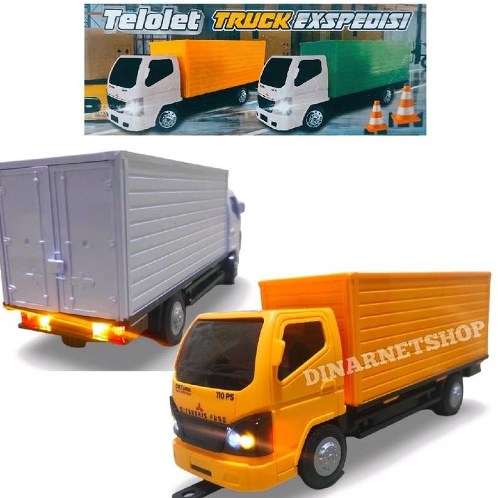 MAINAN TRUCK BOX MINIATUR DIECAST TRUK FUSO CANTER DENGAN LAMPU DAN SUARA PAJANGAN MIRIP MOBIL