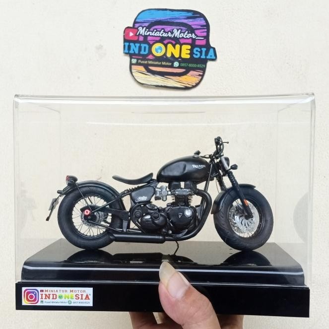 Diecast miniatur motor TRIUMPH HANDMADE Custom skala 1:12