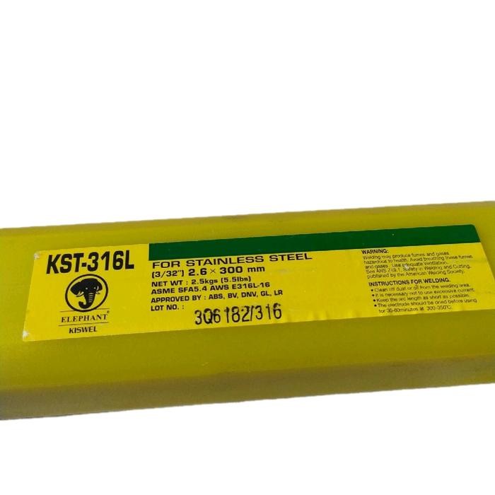 Promo Kiswel Kst-316L Kawat Las Stainless Electrode 2.6 Mm (2.5 Kg/Pack) E316L-16 D2.6 Terlariss 