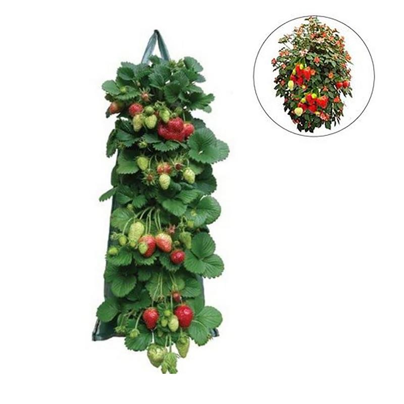 Strawberry Grow Bags Hanging Plant Garden Bags Planting Vertical Pocket Grow Bags Hanging Planter Ae